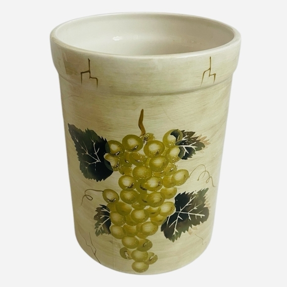 Utensils Holder Cabernet Tabletops Unlimited Hand Painted Ceramic Bottle Cooler - Picture 2 of 8